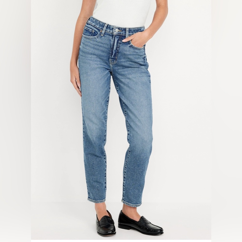 Old Navy High-Waisted OG Straight Ankle Jeans size 2 medium wash